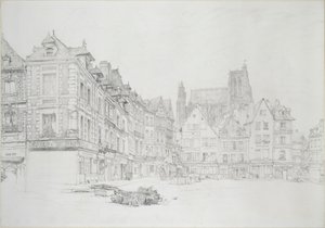 Studie voor (detail) van de Markt, Abbeville, september - oktober 1868