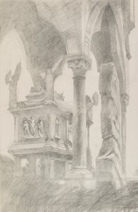 Studie van het graf van Mastino II della Scala in Verona, ca. 1869