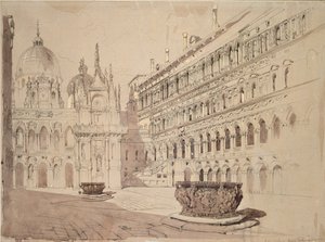 Het hof van het Ducale Paleis, Venetië door John Ruskin