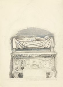 Het sarcofaag en de beeltenis van het graf van Cangrande I della Scala, Verona, 21 mei-1 juli 1869 door John Ruskin