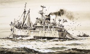 Een Sovjet vissersschip in de Noordzee