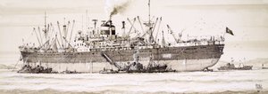 Russische trawlers zwermen rond een fabrieksschip door John S. Smith