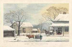 Thuis voor Thanksgiving door John Schutler after George Henry Durrie