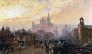 Vanaf Pentonville Road naar het westen: avond, 1884 door John Scorrer O