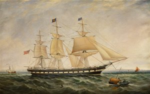 Louisa Hove wachtend op een loods bij Whitby door John Scott