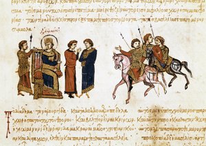 De kroning van de Byzantijnse keizer Leon V de Armeniër (775-820), miniatuur uit 
