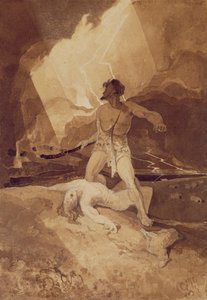 Kaïn en Abel, 1800-03 door John Sell Cotman