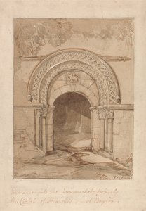 Ingang in de Cornmarket, vroeger de kapel van St. Louis, in Bayeux door John Sell Cotman