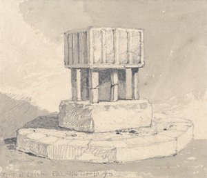 Doopvont in de kerk van Caister, Norfolk door John Sell Cotman