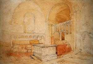 Interieur van de kathedraal van Norwich door John Sell Cotman