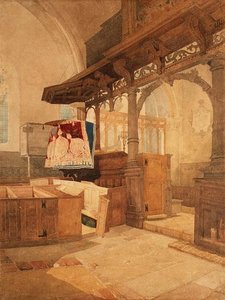 Interieur van Trentham Kerk, Staffordshire, c.1808 door John Sell Cotman