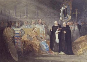 Koning Jan en Prins Hendrik in Swinstead Abbey door John Sell Cotman