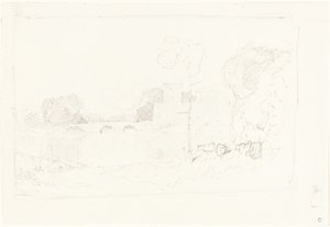 Landschapsschets met Brug en Kasteel