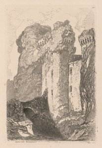 Liber Studiorum: Plaat 24, Ragland Castle, Monmouthshire door John Sell Cotman