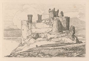 Liber Studiorum: Plaat 25, Harlech Castle, Noord-Wales door John Sell Cotman