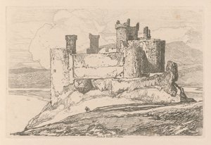 Liber Studiorum: Plaat 25, Harlech Kasteel, N. Wales, 1838 door John Sell Cotman