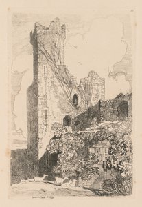 Liber Studiorum: Plaat 32, Caernarvon Castle, N. Wales door John Sell Cotman