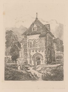 Liber Studiorum: Plaat 36, Kerk bij Durham door John Sell Cotman