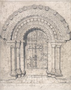 Noordelijke deuropening van Hales Church, Norfolk door John Sell Cotman