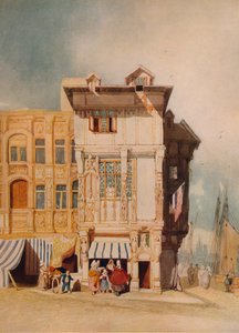 Oude huizen, met figuren, ca. 1836 door John Sell Cotman