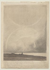 Recto: Een effect van parhelion gezien vanaf de vuurtoren van Hunstanton op 6 juli 1816