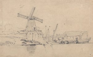 Rivier en molen door John Sell Cotman