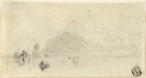 Schets van Mont Saint Michel (recto); Gebouwen naast Water (verso) door John Sell Cotman