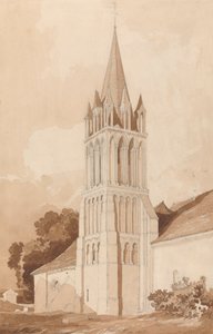 Zuidoostelijk Uitzicht op de Kerk van Ifs, nabij Caen, Normandië door John Sell Cotman
