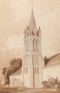 Zuidoostelijke weergave van de kerk van Ifs, bij Caen, Normandië door John Sell Cotman