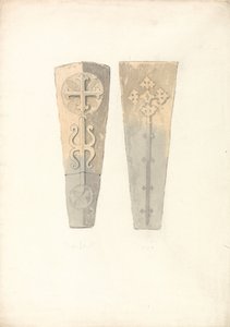 Studies van twee doodskistdeksels uit () Norfolk kerken door John Sell Cotman