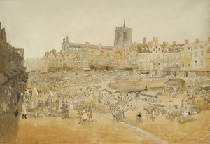 De Markt, Norwich, genomen vanaf Mr Coopers, 1807