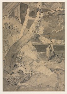 Reiziger in een Boslandschap door John Sell Cotman