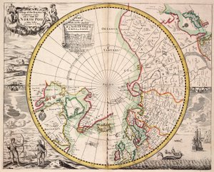 Polaire projectiekaart met poolcirkel, c.1680 door John Seller
