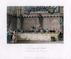 De Tafel van de Lord Mayor, groot banket, Guildhall, City of London door John Shury