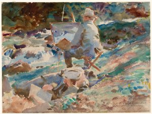 Een kunstenaar bij zijn ezel door John Singer Sargent