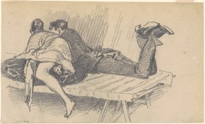 Koppel op een bed, ca. 1874-1877 door John Singer Sargent