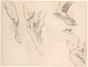 Figurenstudies van een Naakte Jongeling, laat 19e-begin 20e eeuw door John Singer Sargent