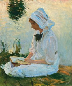 Meisje lezend bij een stroom, c.1888 door John Singer Sargent