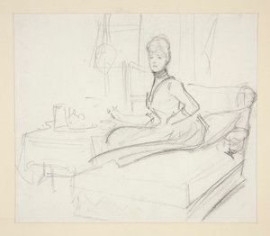 Dame aan theetafel door John Singer Sargent