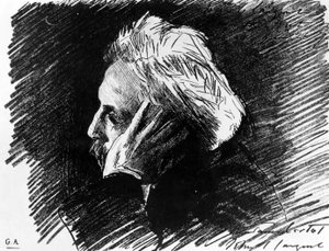 Portret van Gabriel Fauré (1845 - 1924), Franse componist. Houtskool door zijn vriend John Singer Sargent (1898) door John Singer Sargent