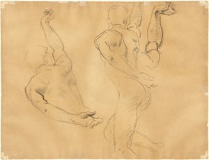 Studies van Mannelijke Naakten [verso] door John Singer Sargent