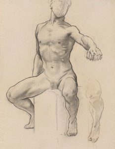 Studie van Perseus voor Perseus op Pegasus die Medusa doodt, muurschildering, trap, Museum of Fine Arts, Boston door John Singer Sargent