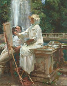 De fontein, Villa Torlonia, Frascati, Italië door John Singer Sargent