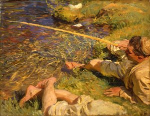 Val d"Aosta: Een Man aan het Vissen, ca. 1907