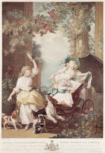 Prinsessen Mary (1776-1857), Sophia (1777-1848) en Amelia (1783-1810), dochters van George III, gegraveerd door Francesco Bartolozzi (1727-1815) door John Singleton Copley