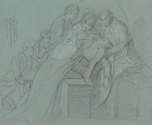Studie voor de centrale groep in de "Dood van de graaf van Chatham"