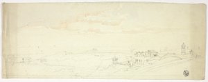 Panoramisch uitzicht op kustplaats door John Skinner Prout