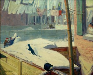 Achtertuinen, Greenwich Village door John French Sloan
