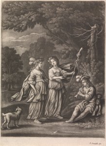 Pastorale scène met een schalmei speler door John Smith