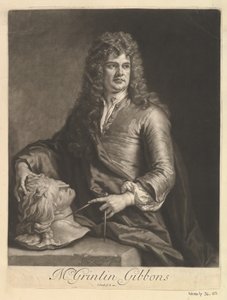 Portret van Grinling Gibbons, 1690 door John Smith 2